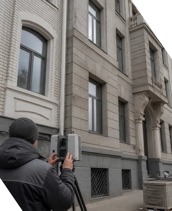 Лазерное сканирование фасадов зданий для обследования в Североморске